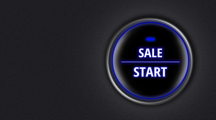 Engine start button with message of sale