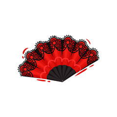 Wall Mural - Red fan on white background. Fiesta concept.