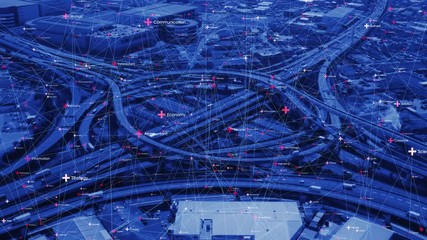 Poster - Transportation and communication network concept. ITS (Intelligent Transport Systems).