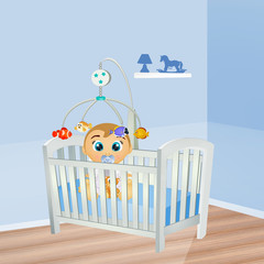 Wall Mural - baby male in the cot