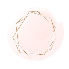 Wall Mural - Rose gold frame with pastel pink background. Logo background for beauty and fashion