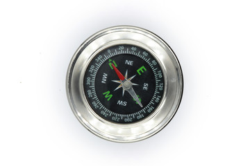 black chrome compass isolated on white background