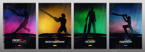 Fotografía Set of Cricket Championship banners or posters, design with players and bats