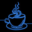 © tiverets - Single continuous line Coffee cup neon concept
