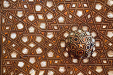 Ottoman Turkish  art with geometric patterns on wood