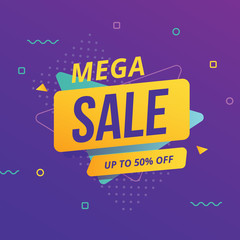 Wall Mural - Mega sale banner with geometric style