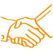 Handgezeichnetes Händeschütteln in orange
