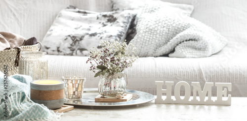 Fotomural Home decorations in the interior of a letter with an inscription home on a woode