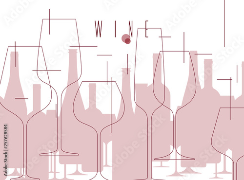  Fototapeta wino   wino-tlo-z-butelek-i-kieliszkow-do-wina-element-projektu-w-nowoczesnym-stylu-do-degustacji
