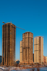 Wall Mural - Building construction site. Skyscrapers and cranes.