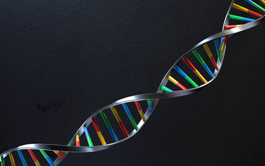 Poster - dna molecules, structure of the genetic code, 3d rendering,conceptual image.
