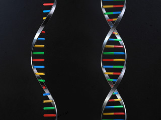 Poster - dna molecules, structure of the genetic code, 3d rendering,conceptual image.