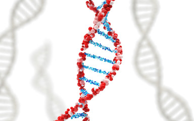 Poster - dna molecules, structure of the genetic code, 3d rendering,conceptual image.