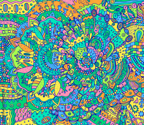 Fotomural Abstract psychedelic boho doodle background