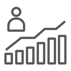 Poster - Career growth line icon, increase and diagram, person and chart sign, vector graphics, a linear pattern on a white background.