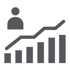 Poster - Career growth glyph icon, increase and diagram, person and chart sign, vector graphics, a solid pattern on a white background.