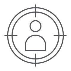 Wall Mural - people target thin line icon, targeting and focus, person in aim sign, vector graphics, a linear pat