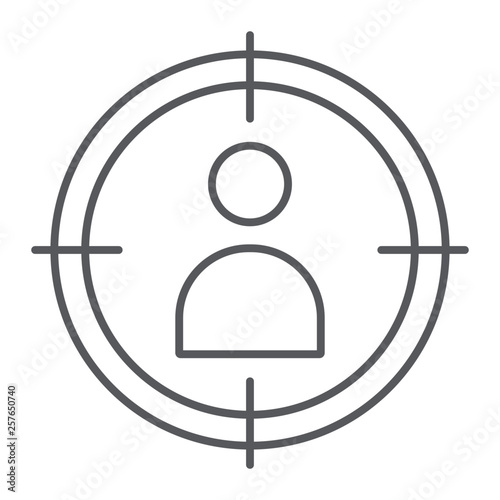 Cuadros en Lienzo People target thin line icon, targeting and focus, person in aim sign, vector graphics, a linear pattern on a white background