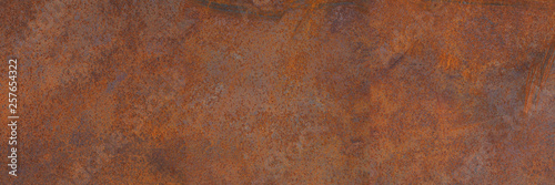 Fotomural Panoramic grunge rusted metal texture, rust and oxidized metal background