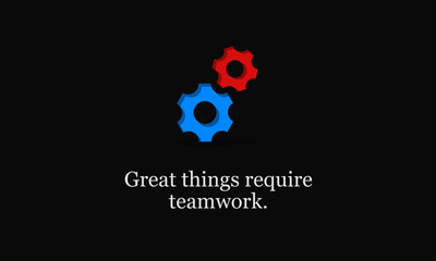 Wall Mural - Great things require teamwork Motivational Quote with Gears Illustration