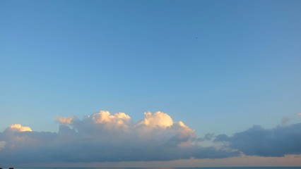 Orange sky and sunset, Blue sky and sea with cloud.