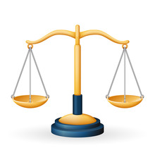 Golden Justice Scales Law Equality Balance Measure Symbol Isolated Icon Realistic Icon 3d Design Vector Illustration