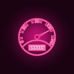 Poster - speedometer icon. Elements of measuring elements in neon style icons. Simple icon for websites, web design, mobile app, info graphics