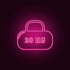 Poster - cargo of 20 kilograms icon. Elements of measuring elements in neon style icons. Simple icon for websites, web design, mobile app, info graphics