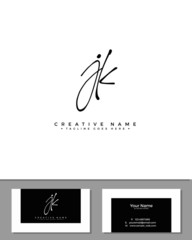 Wall Mural - J K JK initial handwriting logo template vector.  signature logo concept