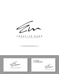 Wall Mural - E M EM initial handwriting logo template vector.  signature logo concept