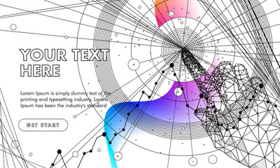 Fototapete - abstract future realistics shape objects. innovations blend systems and technologies in big data. de