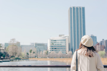 Wall Mural - Young woman walking in the city,japan,tokyo