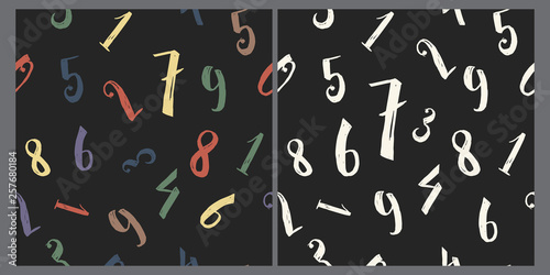 123 Back To School Doodle Backgrounds Set Seamless Numbers