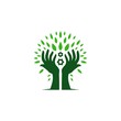 hand tree engineering gear leaf leaves logo vector icon illustration