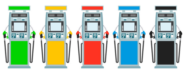 Poster - Set of car filling station in a flat design