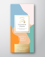 Wall Mural - cashew chocolate label. abstract vector packaging design layout with soft realistic shadows. modern 