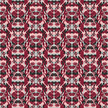 Seamless Geometric Pattern With Mirrored Symmetrical Tulips, Poppies, Lilies And Leaves. Perfect For Gift Wrapping, Scrapbooking, Fabric, Home Decor And Fashion Accessories.