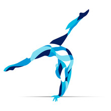 Curly gymnastics, acrobatics, line vector silhouette of curly gymnastics.