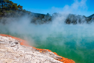 Beautiful scenery of thermal land, Rotorua, North Island,  New Zealand.