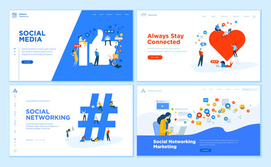 web page design templates collection of social media, online communication, networking, digital mark