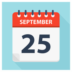 Wall Mural - September 25 -  Calendar Icon - Calendar design template