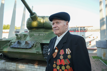 tara, omsk region, russia, july 30, 2018. a veteran of the great patriotic war.