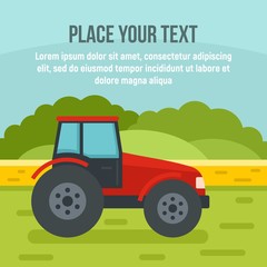 Poster - Modern farm tractor concept background. Flat illustration of modern farm tractor vector concept background for web design