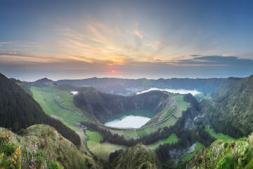 Wall Mural - sao miguel island and lake ponta delgada, azores