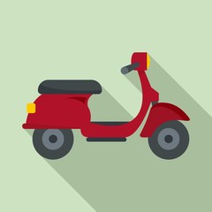 Poster - Red scooter delivery icon. Flat illustration of red scooter delivery vector icon for web design