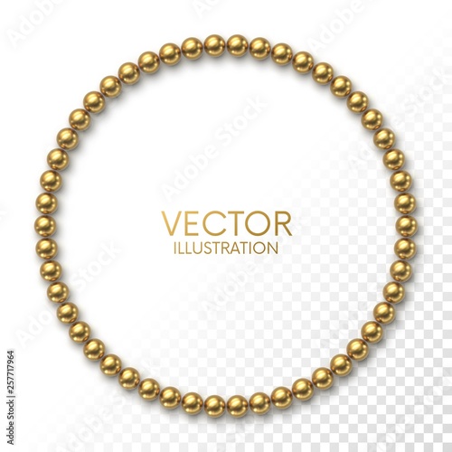 Cuadros en Lienzo Golden balls in the form of circle frame on white background with place for your