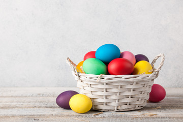 Canvas Print - Easter eggs in a basket