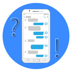 Poster - Internet helper. Concept chatbot. Chat in the smartphone.