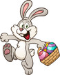 Happy Easter bunny with basket clip art. Vector illustration with simple gradients. All in a single layer.