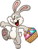 Fototapeta  - Happy Easter bunny with basket clip art. Vector illustration with simple gradients. All in a single layer.